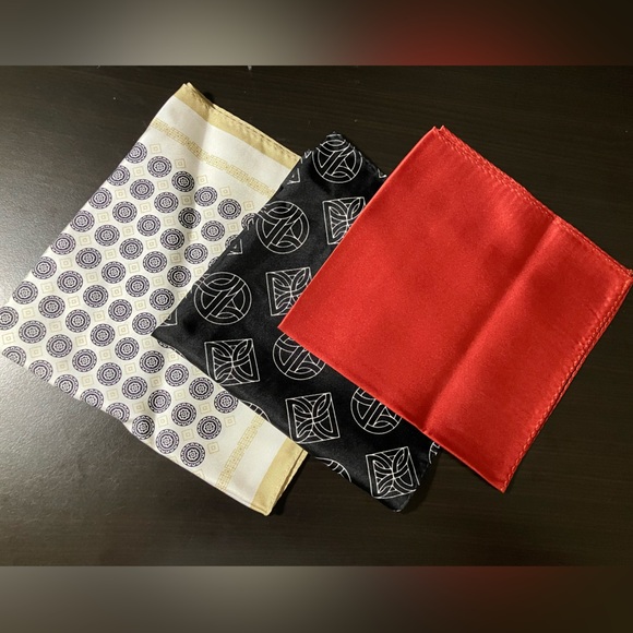 Set of 3 pocket squares 100% silk - Picture 1 of 5